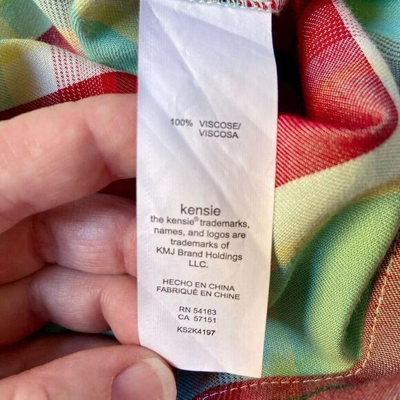 Kenzie Turquoise Red Plaid Boxy Top XS - Picture 5 of 6